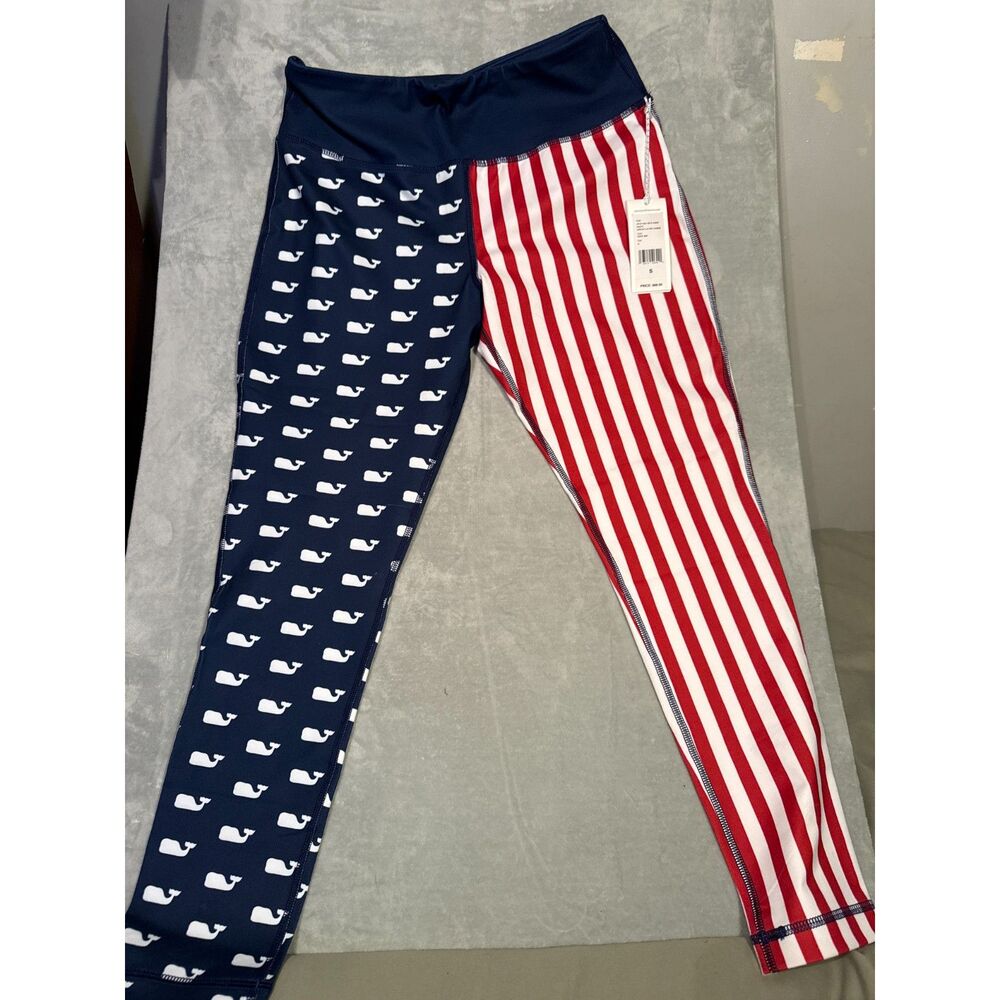 Vineyard Vines NWT American Flag Patriotic Whale Performance Leggings Small